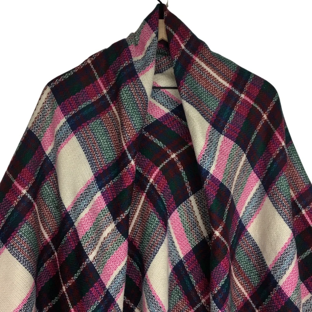 BLANKET SCARF Tartan Plaid Fringe Oversized Holiday Festive Christmas Cozy Shawl